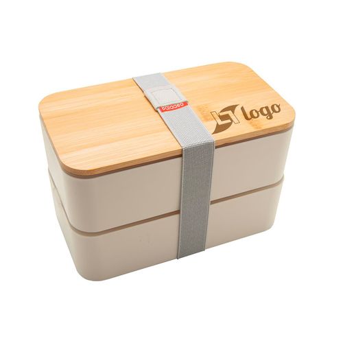 Bento Lunch Box 1,3L Blanc - Couvercle Bambou Personnalisable