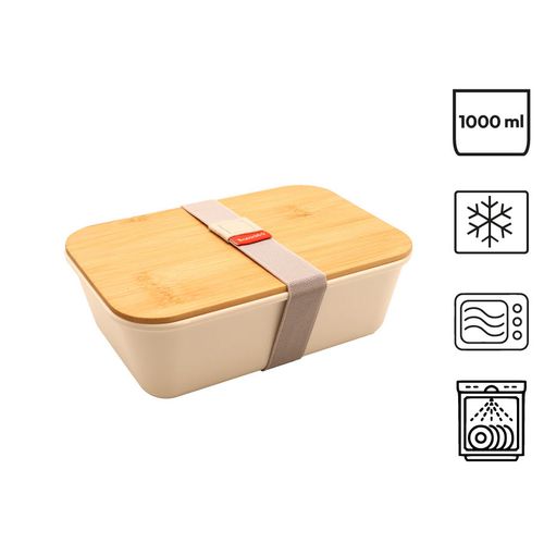 Bento Lunch Box 1,3L Blanc - Couvercle Bambou Personnalisable