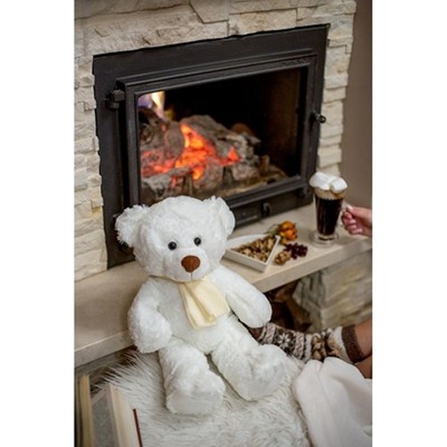 Ours en Peluche Blanc Personnalisable avec Écharpe - 33 cm