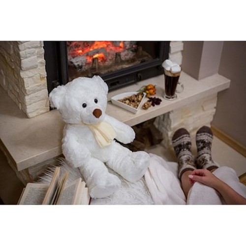 Ours en Peluche Blanc Personnalisable avec Écharpe - 33 cm