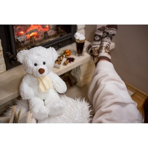Ours en Peluche Blanc Personnalisable avec Écharpe - 33 cm