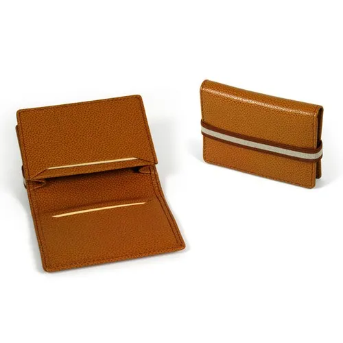 Porte-cartes en cuir avec fermeture élastique personnalisable