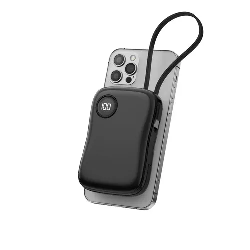 Batterie externe 10000 mAh avec câbles intégrés et induction magnétique