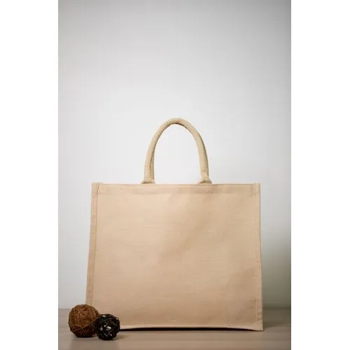 Sac shopping jute et coton avec soufflet - Anses longues 45 cm
