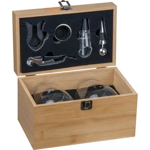 Coffret à Vin Personnalisé en Bambou - Set Complet 6 Accessoires