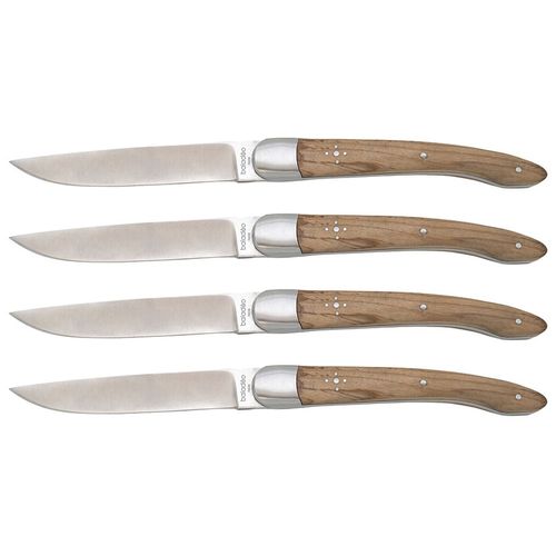 Set de 4 Couteaux de Table Bois d'Olivier - Acier Chirurgical 440