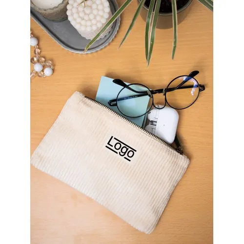 Pochette Zippée Velours Côtelé Bio - Personnalisable Taille S