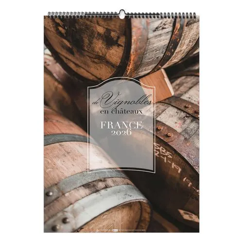DE VIGNOBLES EN CHÂTEAUX 2026 - 6 FEUILLETS - RELIURE BAGUETTE - MARQUAGE 1 COULEUR