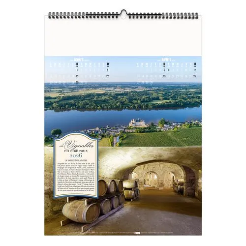 DE VIGNOBLES EN CHÂTEAUX 2026 - 6 FEUILLETS - RELIURE BAGUETTE - MARQUAGE 1 COULEUR