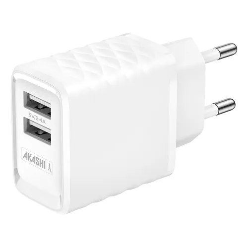 CHARGEUR SECTEUR TURBO 2USB 2.4A - BLANC