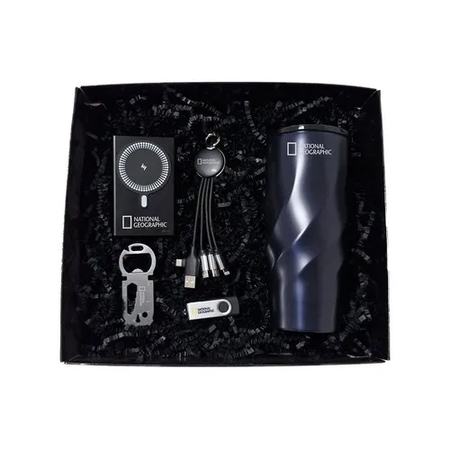 Coffret Cadeau Tech Personnalisé - Portefeuille & Câble Multi-Charge