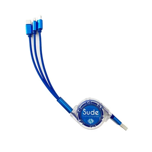 Câble 3 en 1 Personnalisable - Adaptateur Universel Publicitaire