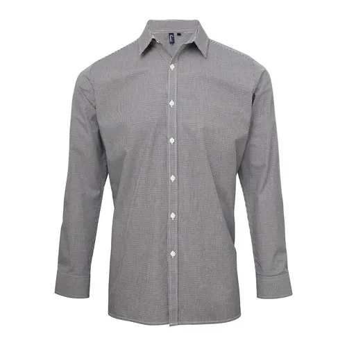 Chemise popeline vichy à manches longues homme