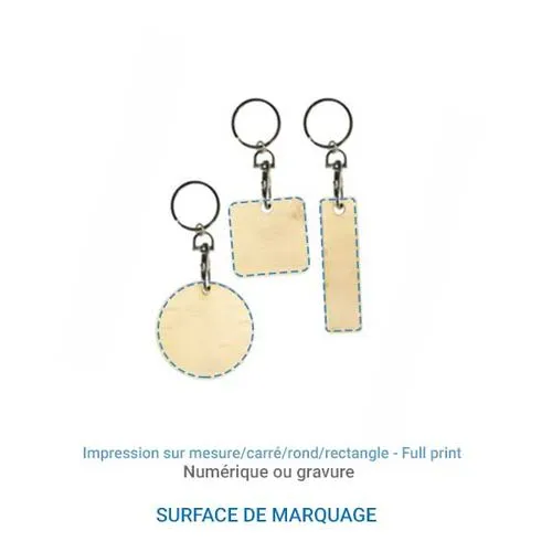 Porte-clés ECO PLAQUE BOIS carré