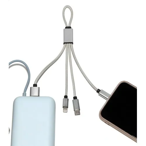 CÂBLE COURT 4 EN 1 18 CM À CHARGE RAPIDE 20W EN MATÉRIAUX RECYCLÉS - SILVER