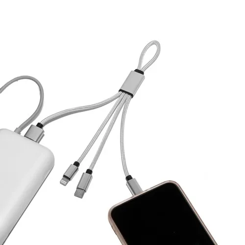 CÂBLE COURT 4 EN 1 18 CM À CHARGE RAPIDE 20W EN MATÉRIAUX RECYCLÉS - SILVER