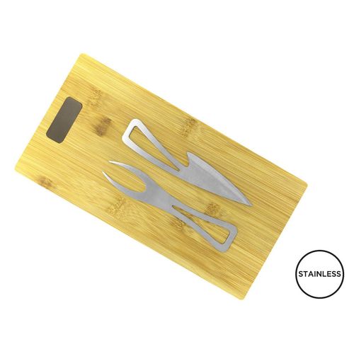 Planche à fromage bambou avec couverts personnalisable