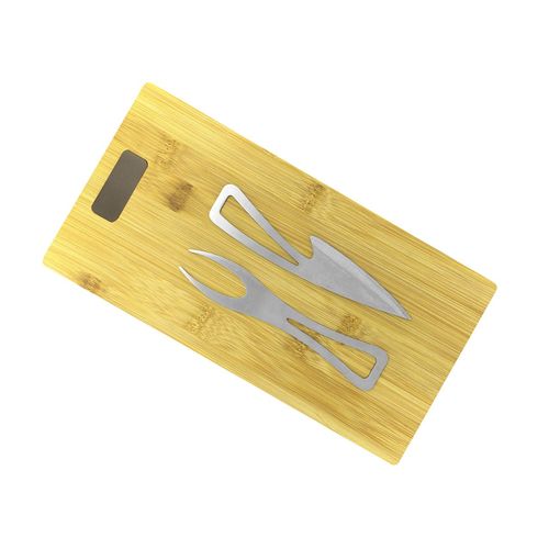 Planche à fromage bambou avec couverts personnalisable
