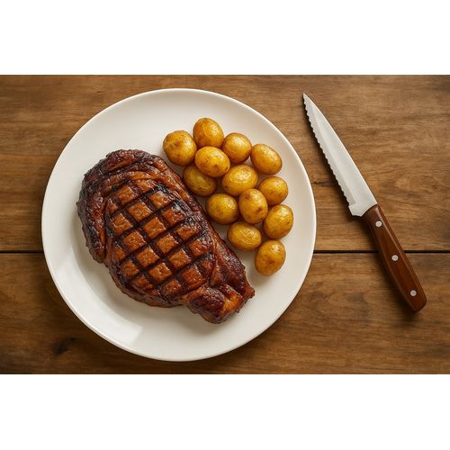 Couteau à steak personnalisable ABS imitation bois - Lame inox 11cm