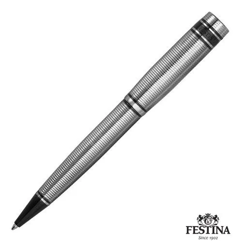 Stylo Bille Bold Stripe Chrome & Gun - Gravure Laser Premium