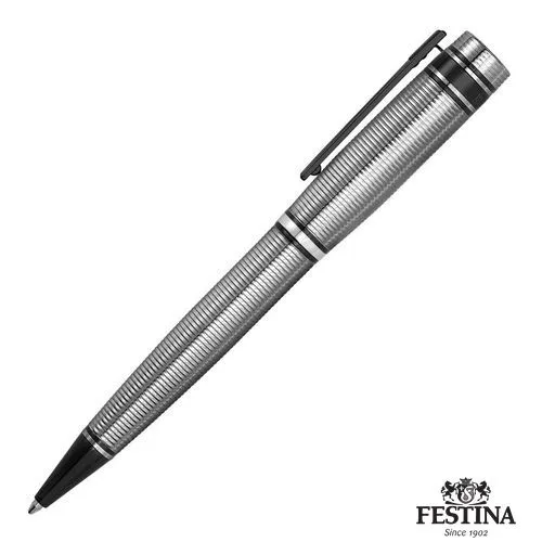 Stylo Bille Bold Stripe Chrome & Gun - Gravure Laser Premium