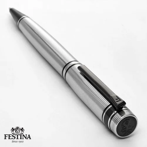 Stylo Bille Bold Stripe Chrome & Gun - Gravure Laser Premium