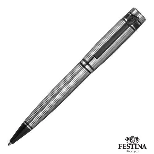 Stylo Bille Bold Stripe Chrome & Gun - Gravure Laser Premium