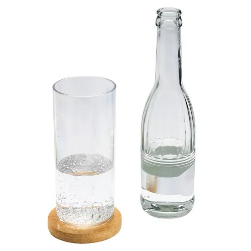 Ouvre-bouteille bambou personnalisable 2-en-1 avec dessous de verre