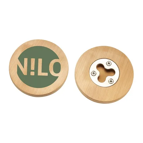 Ouvre-bouteille bambou personnalisable 2-en-1 avec dessous de verre