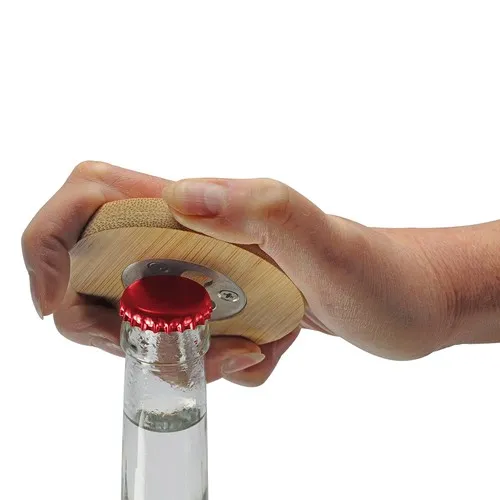 Ouvre-bouteille bambou personnalisable 2-en-1 avec dessous de verre