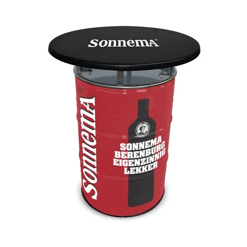 Table Baril Personnalisable Full Colour avec Plateau Noir