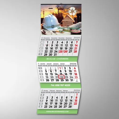 Calendrier mural « 3 mois vue internationale »