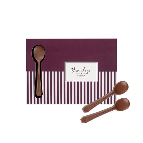 Assortiment 4 Cuillères en Chocolat au Lait Personnalisables