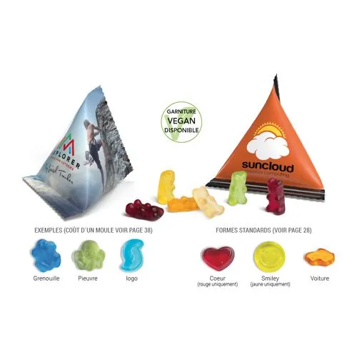 MINI TETRAEDRE gommes de fruits gélifiés formes personnalisables gommes de fruits gélifiés formes oursons gommes de fruits gélifi és formes standards