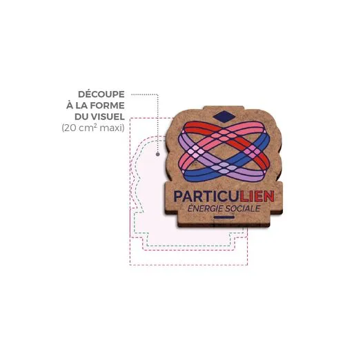 BADGE MDF EP 3 mm AVEC PINCE-EPINGLE MAXI 20 cm2