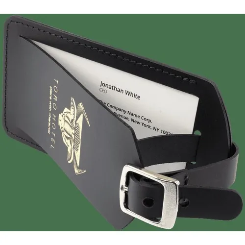 Étiquette de bagage en cuir recyclé personnalisable par sérigraphie