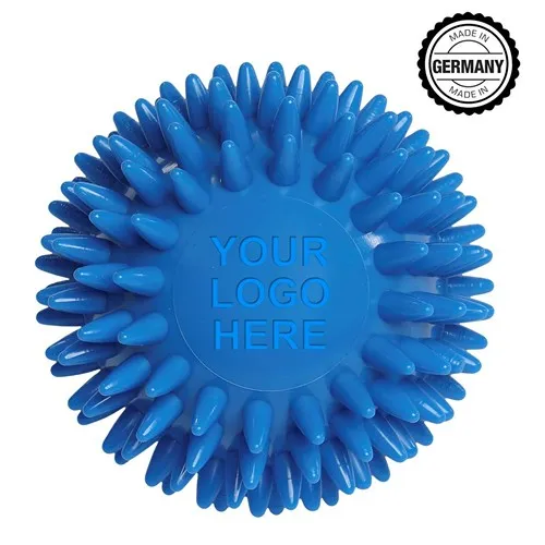 Balle de massage hérisson avec gaufrage rond (78 mm, bleu), "Made in Germany"