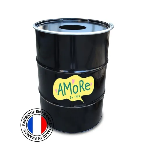 Baril Noir 200L Sticker Poubelle