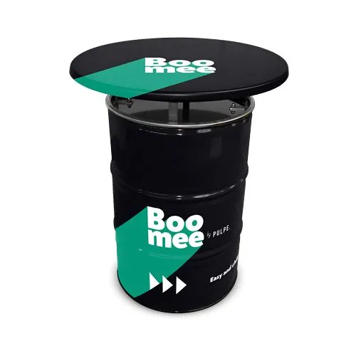 Baril Noir 200L Sticker Table Plateau Statifié Moulé