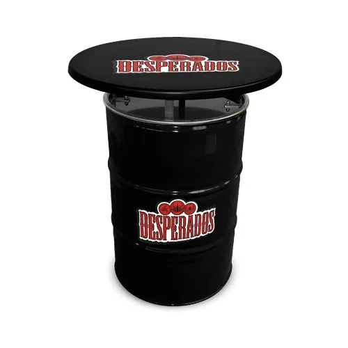 Baril Noir 200L Sticker Table Plateau Statifié Moulé