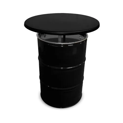 Baril Noir 200L Table Plateau Statifié Moulé