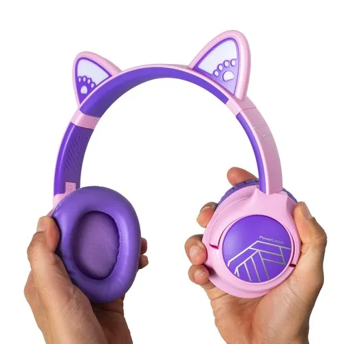 CASQUE BT5 ARCEAU BOBO CATS KIDS VIOLET ROSE POWERLOCUS