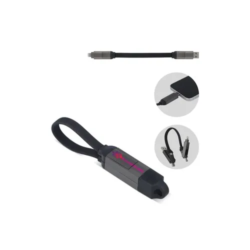Câble 4-en-1 USB-C/Lightning 60W Personnalisable Porte-clés
