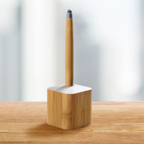 Stylo Stylet sur Socle Bambou - Personnalisable