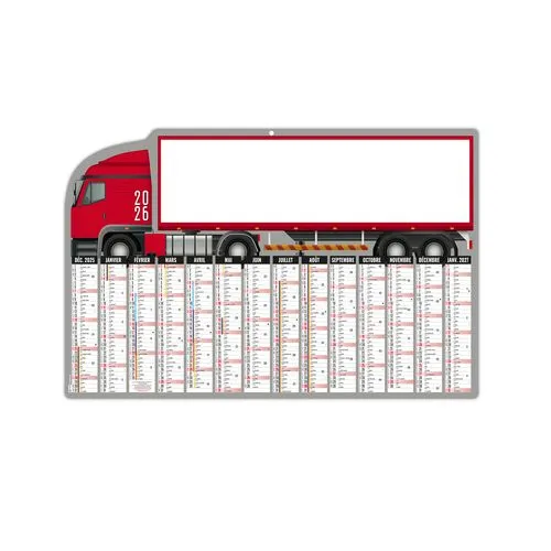 CAMION 2026 - MAXI 650 x 405 mm - LEGER 400G - DOS ECOGESTES - SANS MARQUAGE - 1 TROU EN TETE