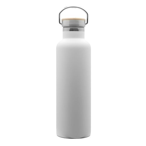Bouteille Isotherme 750ml Blanc Bambou - Personnalisable