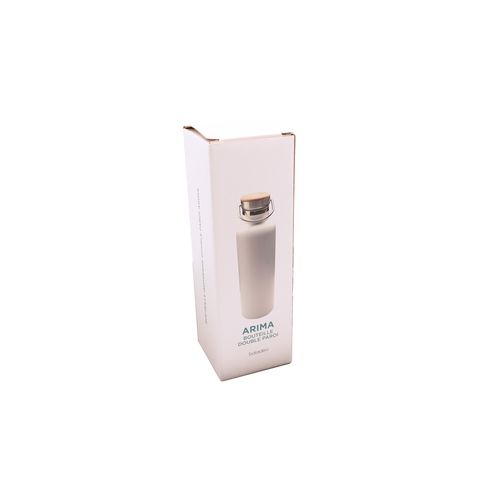 Bouteille Isotherme 750ml Blanc Bambou - Personnalisable