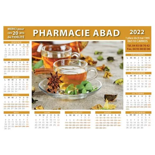 Calendrier Magnétique Personnalisé 10x21cm - Fabrication Française Express 3 jours