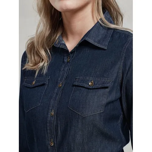 Chemisier denim à coutures jeans pour femme
