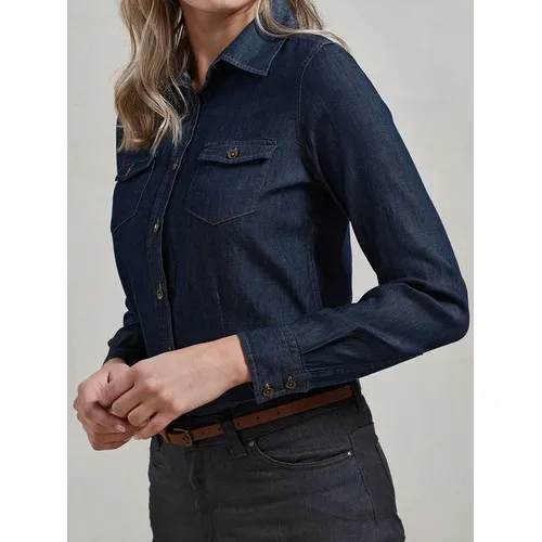 Chemisier denim à coutures jeans pour femme